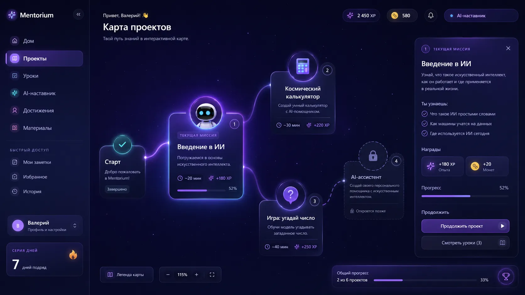 Карта проектов на платформе